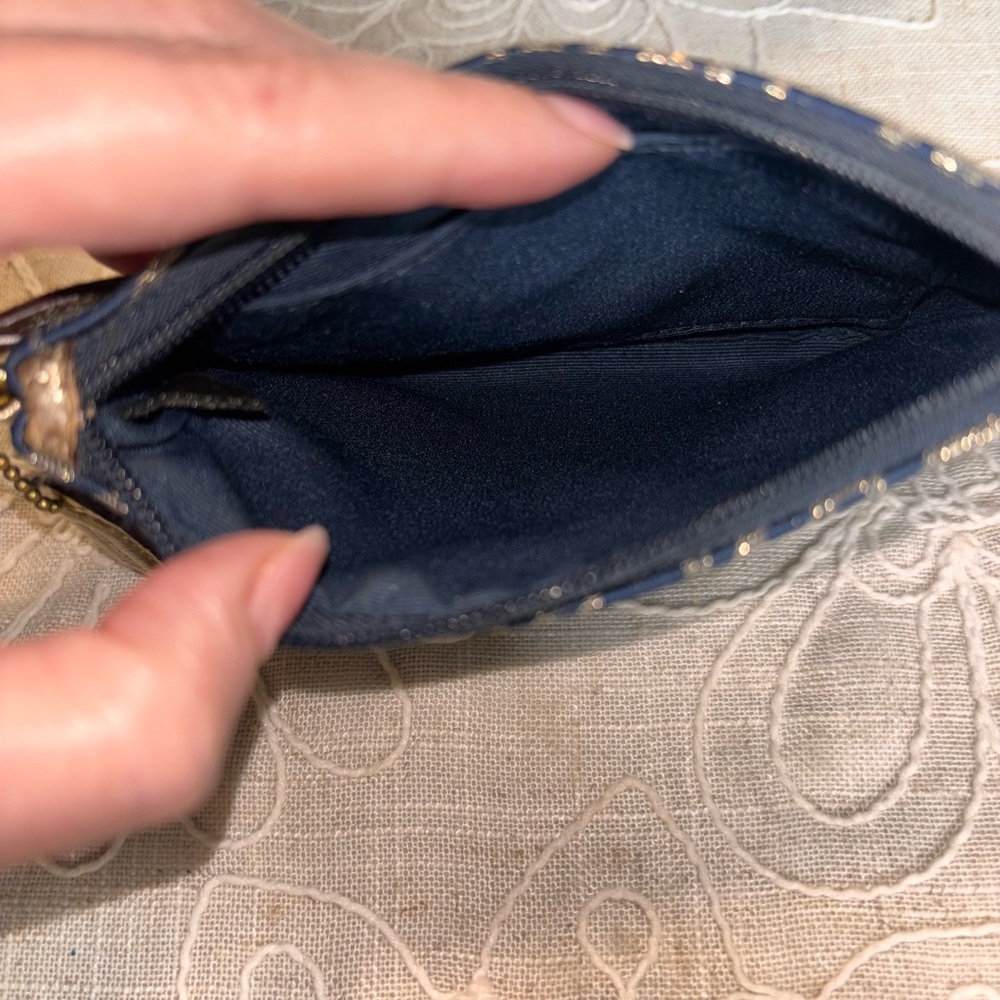 Coach EUC “1941" Blue and Gold Script Wristlet - Picture 5 of 6